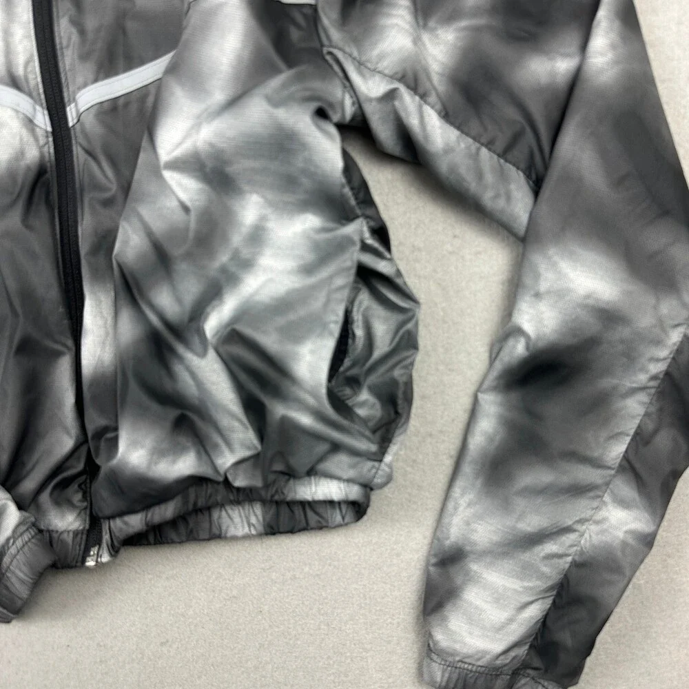 Nike Track Jacket Women XS Gray Smoke Tie Dye Windrunner Windbreaker Hood